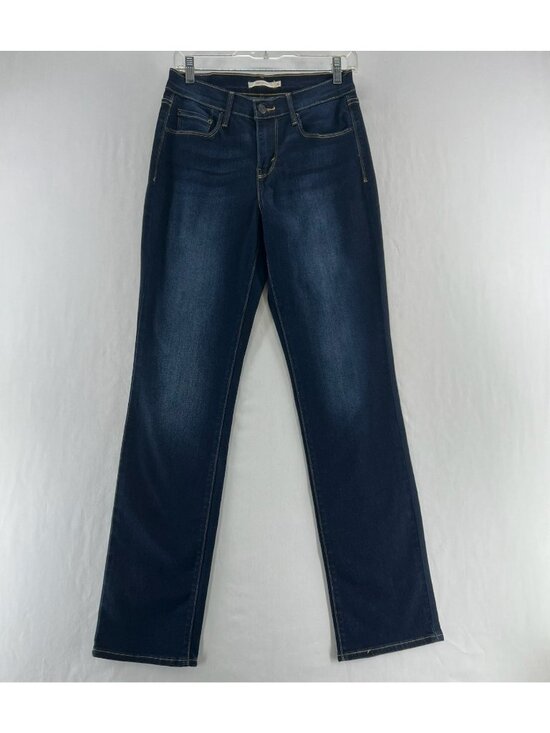 Levi's Denim - Levi’s 505 Straight Leg Jeans Womens 6 Dark Wash Stretch Denim Mid Rise Zip Blue